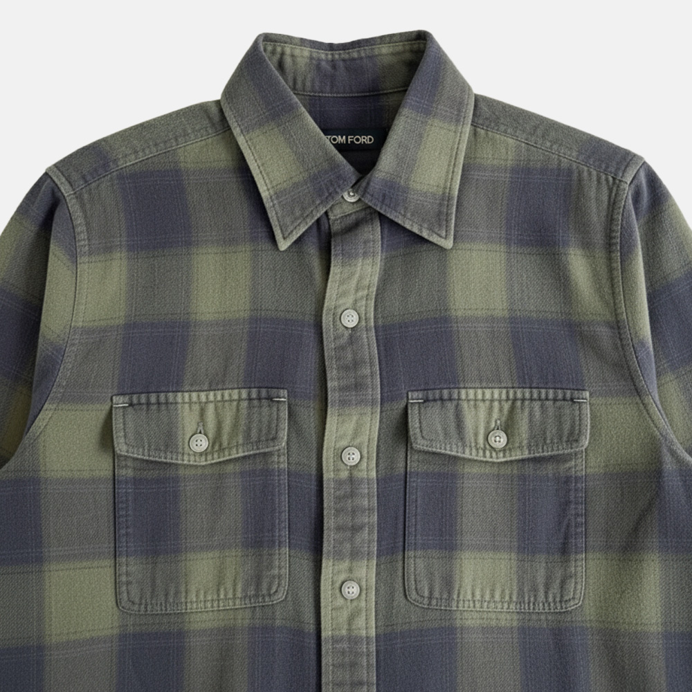 Super Flea Market+Tom Ford+Blue and khaki plaid shirt +Joko Winterscheidt1